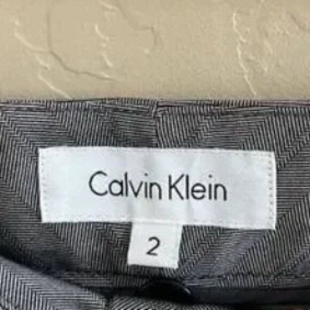 Calvin Klein Silver Herringbone Straight Leg Trouser Pants - Sz.2 - NWOT - Picture 6 of 6